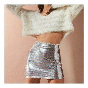 URBAN OUTFITTERS Silver Rainbow Sequin Skirt